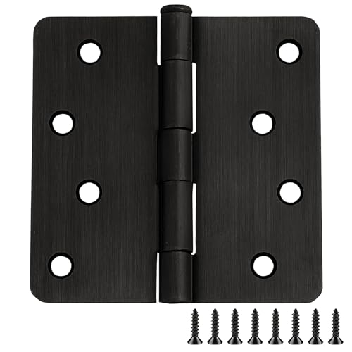 Design House Door Hinges for Interior Doors 10-Pack 4-inch x 4-inch, Design House 1/4-inch Radius Steel Door Hinge Door Hardware, Oil Rubbed Bronze, 181560 by Design House - Used condition - US$10.41