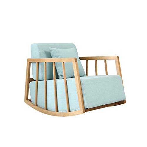 XUE Rocking Chair, Lounge Chair Comfortable Modern Lazy Relax Couch Recliner Adult Solid Wood Fabric Leisure Rocking Chair Nap Balcony Easy Chair Patio Lawn & Garden