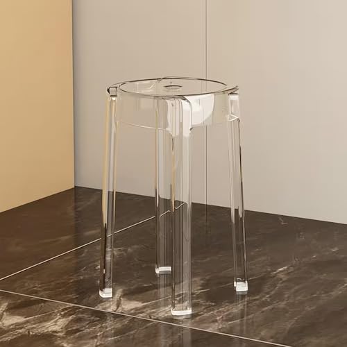 Image of The Artment your artistic apartment Transparent Color CrystalNest Acrylic Stackable Round Accent Stool, Modern Side Stool for Living Room, Bedroom and Home & Office (Set of 1)