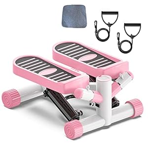 Ganggend Exercise Stepping Machine, Portable Mini Stair Steppers with Resistance Bands, Non-Slip Foot Pads with LCD Display, Step Fitness Machines for Home Office Workout Gym