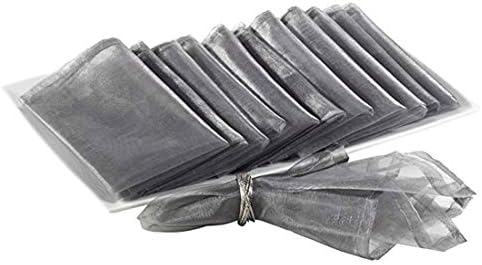 Fennco Styles Sorbet Collection Elegant Sheerness Organza 20 x 20 Inch Cloth Napkins, Set of 12 - Silver Diner Napkins for Wedding, Banquets, Special Events and Party Décor