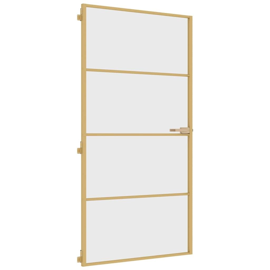 Vidaxl Porta Interni Sottile Oro 102,5X201,5 Vetro Temperato Alluminio - 4