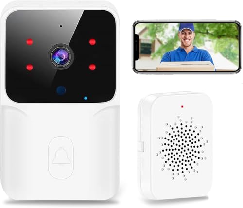 Timbre Videoportero Inalámbrico con Cámara HD1080P,Resistente al Agua,Visióm Nocturna,Videocitofono WiFi,Intercomunicador Bidireccional, Control De Aplicaciones, Instalación Inalámbrica 0205jlt