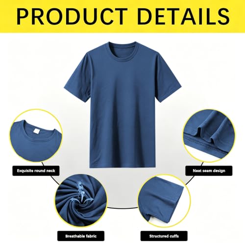 Image of ORJ 2 Pack Men t Shirts Crew Neck Short Sleeve Men's Undershirt Plain Polyester tee Bulk Stretch Soft Tees