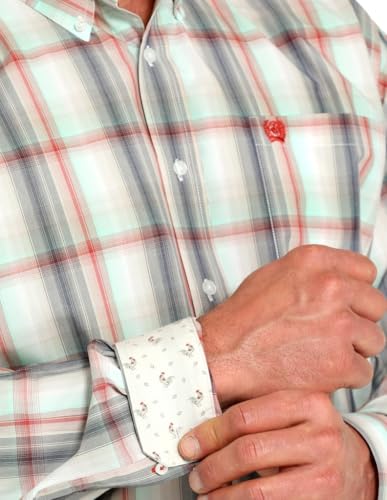 Cinch Men's Grey Plaid Long Sleeve Button Shirt2