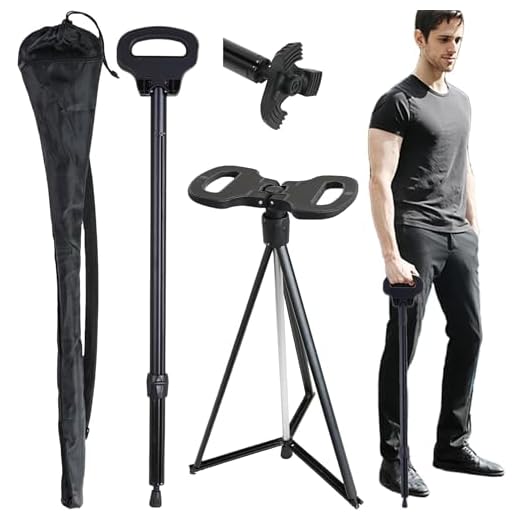 ALEVMOOM Walking Stick with Seat for Men & Women, Folding Lightweight Walking Sticks with Carry Bag, 440lbs Capacity Portable Cane Stool for Elderly, Adults