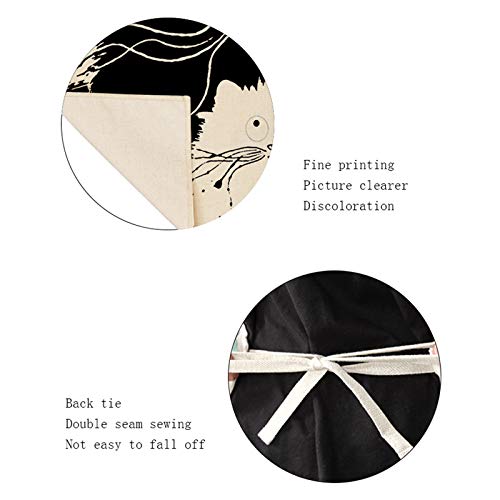 caralin Avental de cozinha com estampa de gato fofo de algodão e linho fácil de limpar 10 estilos P/