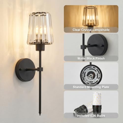 Image of KARTOOSH Hardwired Crystal Wall Sconces Set of 2