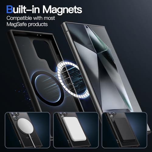 JETech Magnetic Case for Samsung Galaxy S24 Ultra 5G, Compatible with MagSafe, Translucent Matte Back Shockproof Phone Cover (Black) by JETech - Used condition - Image 3