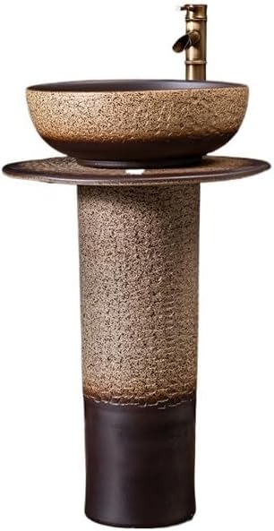 Bathroom Countertop Vessel Sink Household Pedestal Sink Wash Basin Ceramic Floor-standing Pedestal Sink Vanity