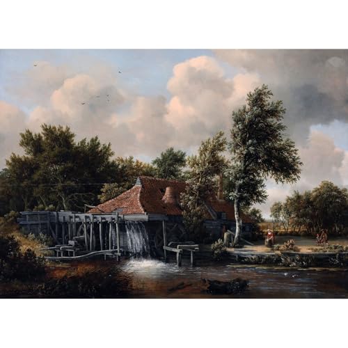 Toile Hobbema Un moulin à eau pour la décoration de la maison et bureau