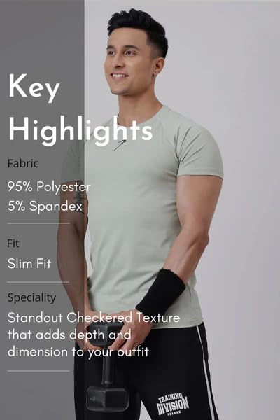 Image of FUAARK Grain Men's Slim Fit Heavyweight Stretchable Raglan Sleeves Gym & Workout Tshirt