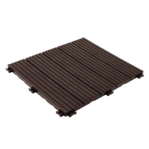 KARAT Dalles de terrasse Claire - 30 x 30 cm - Dalles à clic WPC - Dalles de balcon avec fonction de drainage - Revêtement de sol pour balcon et terrasse - Résistant aux intempéries (Marron)