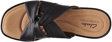 Clarks unisex adult Clara Charm Wedge Sandal, Black Synthetic, 8.5 US | Image 6