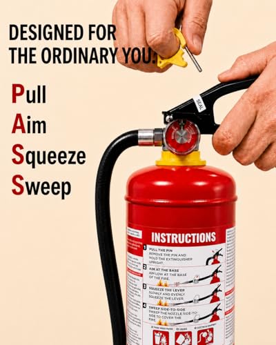 Image of Ougist ABC Dry Chemical Fire Extinguisher, 5 lb - 2-A:10-B:C Rated for Home, Office & Vehicle, Quick Release, Easy-Grip Handle, Ideal for Electrical & Grease Fires, Car Extinguisher, Model FF2KG