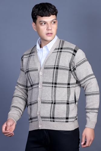 Image of GODFREY V Neck Cardigans for Men - Full Sleeve Woolen Sweater for Man Winter Wear