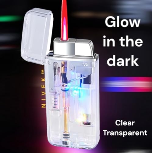 Encendedor transparente NIVEK llama rosa recargable miniatura 2