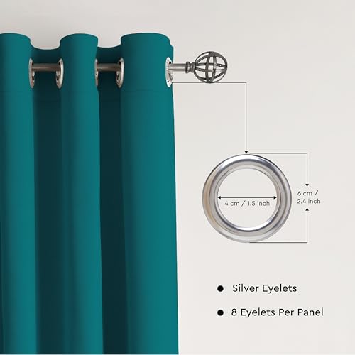 Image of Encasa XO Door Cotton Curtains, Light Filtering Drapes Azul Blue