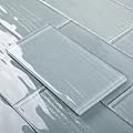 Adedeo Glass Subway Tiles, 3 x 6 Inch, Gray Glass Tiles for Backsplash, Bathroom Shower Wall, Pack of 32 Pieces