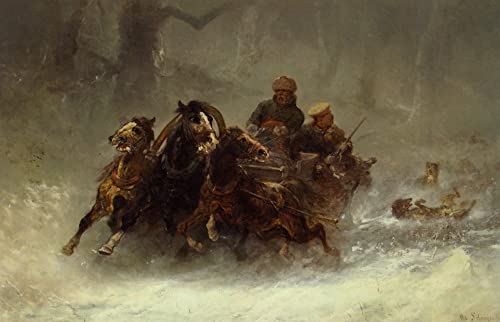 Lienzo Perseguido por lobos para cubrir paredes vacías en despachos y oficinas de 60x90cm