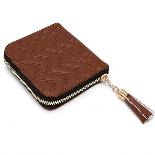 Image of Women Small Purse Zip Purse for Ladies Small Coin Wallet for Girls Zip Money Wallet for Women(Brown)