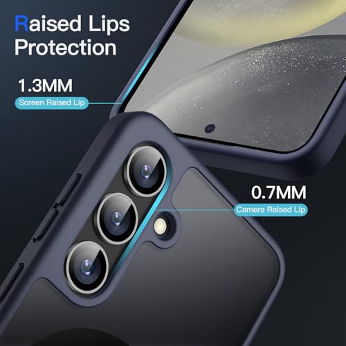 Image of JETech Magnetic Cover Case for Samsung Galaxy S24 5G, Compatible with MagSafe, Translucent Matte Back Shockproof Phone Cover (Deep Blue)