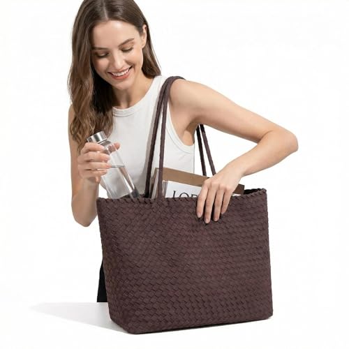 Bolso Tote tejido de gamuza para mujer con pouch miniatura 6