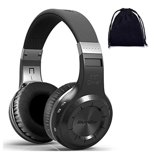 Bluedio Turbine H Wireless Bluetooth 5.0 Stereo Headphones with Mic, Shocking Bass Headphones with Storage Bag for Music Enthusiast, Voice Control (on Ear, Black)
