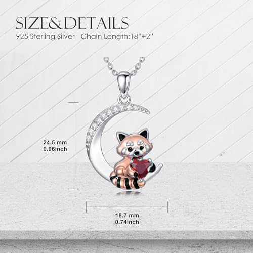 Image of PROESS Animal Birthstone Necklace 925 Sterling Silver Otter /Axolotl /Hippo /Elephant /Dachshund /Monkey /Red Panda Pendant Necklace Animal Birthstone Jewelry Gifts for Women