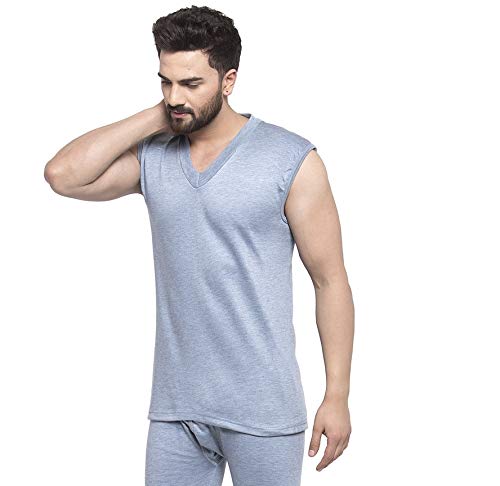 Image of UZARUS Men's Sleeveless Solid V Neck Thermal TOP