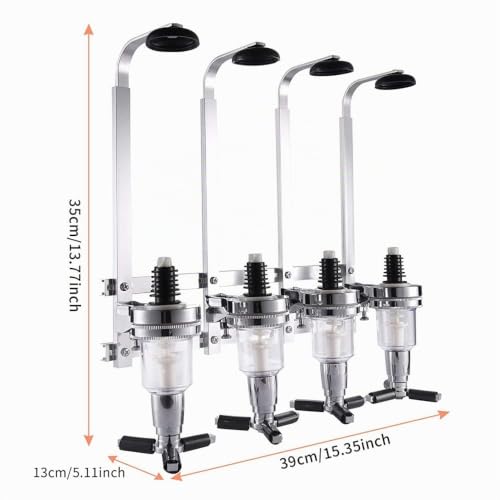 Miniatura 3 de Dispensador Bebidas Montado Pared,Soporte Barra Dispensador Bebidas,Dispensador Licor Montado Pared,Soporte Dispensador Vino Montado Pared,Adecuado Para Bares, Amantes De Los Bartenders 4 Cabezas