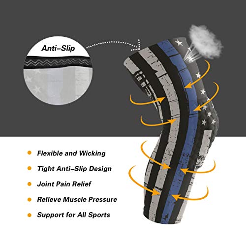 Anyangquji Police Thin Blue Line Flag Kneepads Sport Protector Compression One Piece Anti-Slip Knee Brace For Men&Women (1 Pair) #TOP2