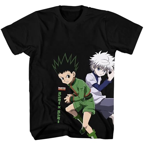 Hunter x Hunter Gon & Killua Team-Up T-Shirt Anime Short Sleeves Graphic Shirts Lightweight Everyday Wear for Adult Unisex Black Tee Large