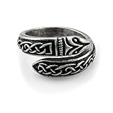 Wikinger Ring Nidhogg mit Schlangenkopf und Keltischen Knoten in der Farbe Silber.
