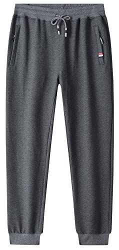 Kihatwin Big Boy's Cotton Jogger Sweatpants, Teen Slim Fit Workout Athletic Pants, Sweatpants for Boys with Pockets 14 Dark Grey