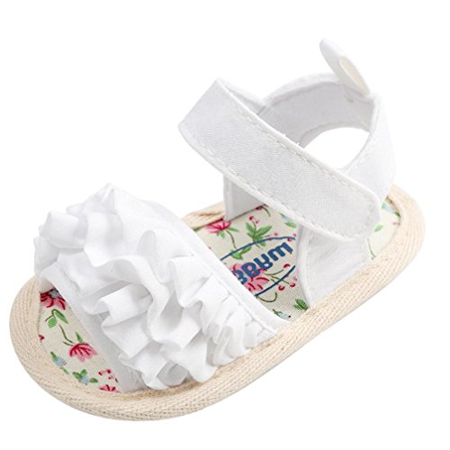 Lurryly Toddler Baby Girls Flower Sandals Shoe Sneaker Anti-Slip Soft Sole Shoes 1-18 M (6~12 Month, US:3, White)