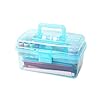 BangQiao Multipurpose Plastic Art and Craft Supply Storage Container Bin Case with Removable Tray and Handle, First Aid Box Organizer, Clear&Blue #5