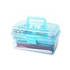 BangQiao Multipurpose Plastic Art and Craft Supply Storage Container Bin Case with Removable Tray and Handle, First Aid Box Organizer, Clear&Blue