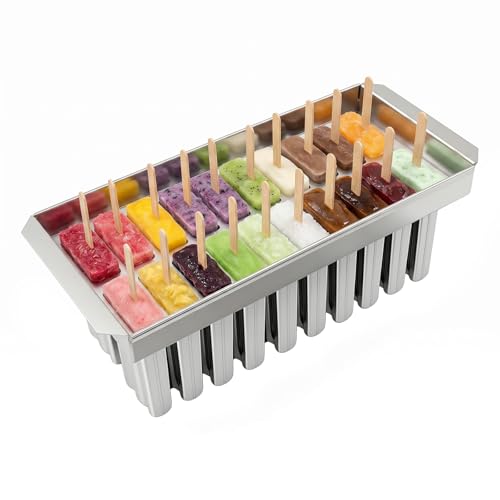 Commercial Stainless Steel Ice Pop Molds 20PCS Double Slot Ice Pop Maker for Cake Bars, Juice Bars...