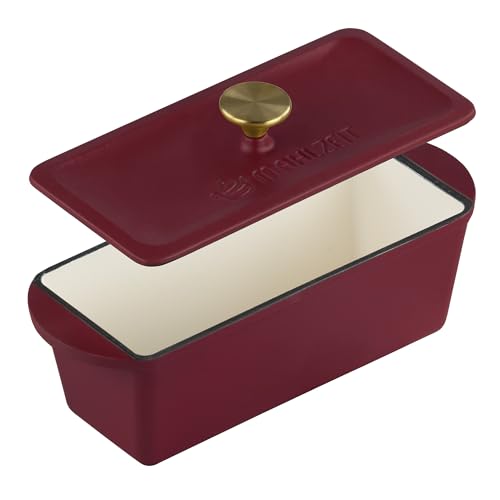 Mahlzeit Casseruola in ghisa smaltata | 3 litri | Dark Cherry | adatta al forno a induzione | doppia teglia per anatra grande | casseruola smaltata | casseruola per cottura a induzione