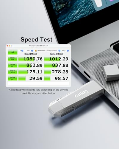 Image of Orlian 1TB External Portable SSD USB Solid State Drive Up to 1000MB /s USB 3.2 Gen 2 Dual Drive Type C + USB A Solid State Thumb Drive for Phone /Android Laptops /Windows /Mac, Silver