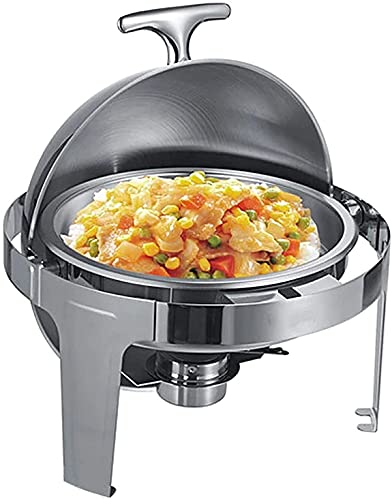 XBSXP Rundes Rolltop Chafing Dish, 6,8 Liter Edelstahl Chafer und Buffetwärmer Set mit Speisewanne, Wasserwanne und…