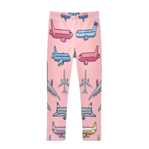 Bolaz Toddler Girls Leggings Printed Yoga Pants Leggings Blue Pink Aircraft for Kids