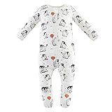 Owlivia Organic Cotton Baby Pajamas, Boys Girls Zip Front Sleep 'N Play, Footed Sleeper, Long Sleeve(12-18 Months, Happy Penguin)