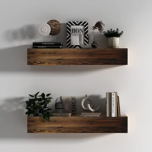 Welland 36 Inches Rustic Floating Shelf For Living Room, Bathroom, Bedroom & Kitchen, Solid Wood Wall Shelf (36"X6"Dx6 H) #TOP1