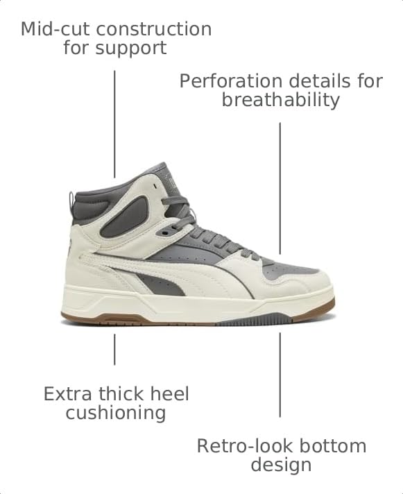 Image of PUMA Mens Rebound Break Mid Lace Up Sneakers Shoes Casual