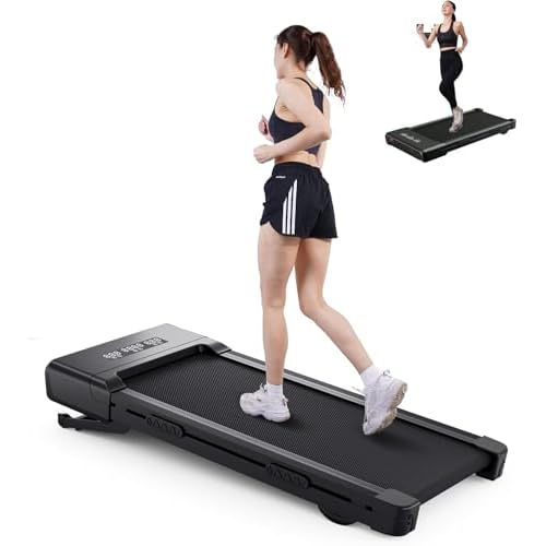 SupeRun Walking Pad, Under Desk Treadmill, 3 in 1 Portable Treadmill with Remote Control LED Display, 2.5 HP Quiet Walking Jogging Machine for Office Home Use, 300 Lbs Capacity 07-Black