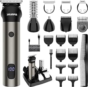 Hair Clipper voor Mannen, Professionele Draadloze Barber Hair Cutting Trimmer Oplaadbare Beard Neus Body Hair Grooming Kit voor Mannen 7 in 1