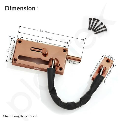 Image of Plantex Door Chain with Baby Latch /Door Chain Lock for Main Door /Latch Lock for Door /Heavy Duty Door Safety Guard Lock for Home, Hotel & Office Security - Pack of 1 (DTK-294-Rose Gold)