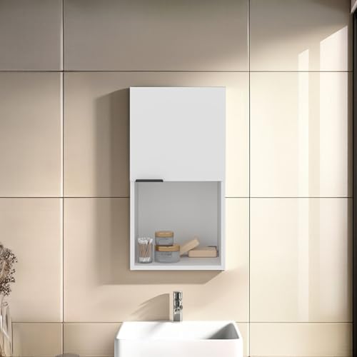 DancingSwan Wall-Mounted Bathroom Cabinet: 26.2" White Medicine Cabinet - Zero